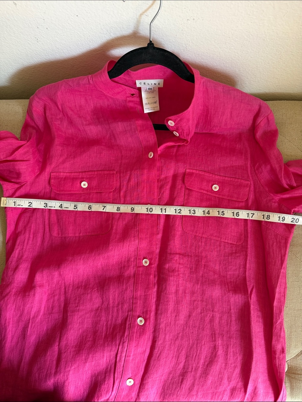 Celine Hot Pink Long-Sleeve Button-Front Shirt Dress - Picture 6 of 8